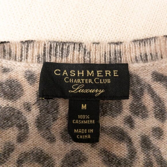 Charter Club 100% Cashmere Leopard Print Sweater | Size M | Luxurious & Timeless - Picture 3 of 4